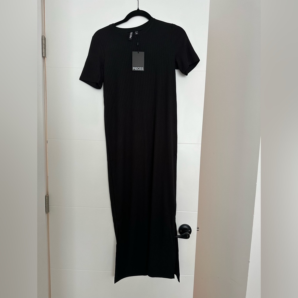 ASOS black ankle dress with slits